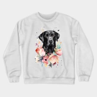 Pet Dog Portrait, Dog Owner Gift Idea, Cute Black Lab Watercolor Dog Portrait Crewneck Sweatshirt